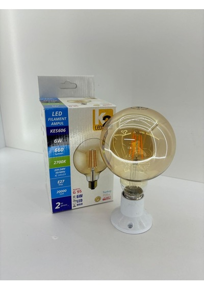K2 Led Filament Ampul 6w E27 Rustik G95 2700k Gün Işığı 660 Lümen Dekoratif Ampul Diğer