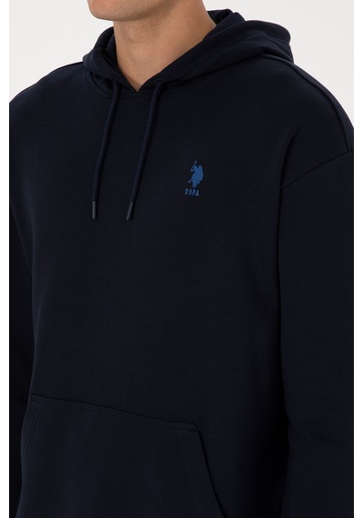 U.S. Polo Assn. Erkek Comfort Fit Kapüşonlu Lacivert Basic Sweatshirt 50313746-VR033