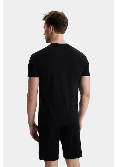 Ucla Gayley Siyah Bisiklet Yaka Baskılı Standard Fit Erkek Tshirt Siyah