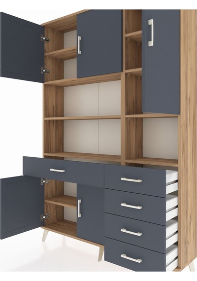 Arges Dolap 9 Raflı 5 Çekmeceli 5 Kapaklı 132x30x195 Çam-antrasit/antrasit Antrasıt/antrasıt Arges Dolap 9 Raflı 5 Çekmeceli 5 Kapaklı 132x30x195 Çam-antrasit/antrasit Antrasıt/antrasıt
