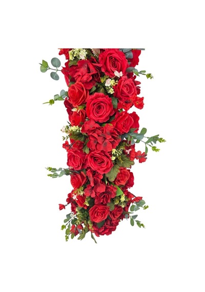 Yapay Çiçek Kırmızı Gül Tak Organizasyon Nişan Düğün Dekor Çiçeği Süsleme Tag 25x130cm