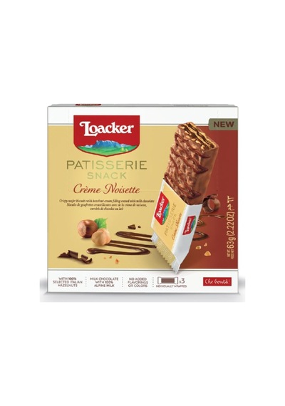 Loacker Creme Noisette Sütlü Çikolata Kaplı Dolgulu Gofret 63 G - 4 Adet Tarı