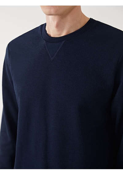Lcwaıkıkı Classic Lacivert Bisiklet Yaka Uzun Kollu Erkek Sweatshirt