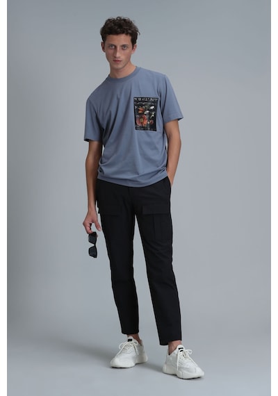 Lufian Erkek Exotıc Modern Grafik T-shirt 111020202 Koyu Gri Antrasit