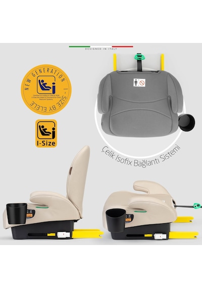 Elele Grandefix I-size Yükseltici Oto Koltuğu İsofix 125-150 Cm 15-36 Kg Bej