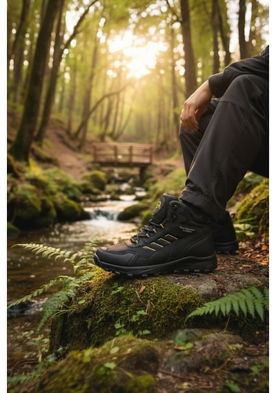 Enoch Erkek Termal Su Geçirmez Outdoor Trekking Ve Dağ Yürüyüş Botu Siyah - Sarı