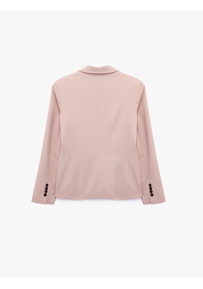 Koton Geniş Yaka Cep Detaylı Düğmeli Blazer Ceket Pembe 7wak50055uw Gül