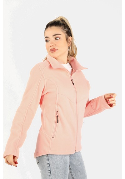 Kadın Balıkçı Fermuarlı Sweatshirt Pembe Pembe