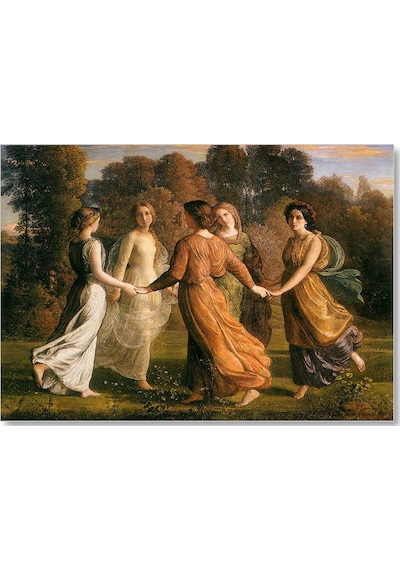 Cakasepetim Louis Janmot Bahçede Çember Halindeki Genç Kızlar Ahşap Mdf Tablo
