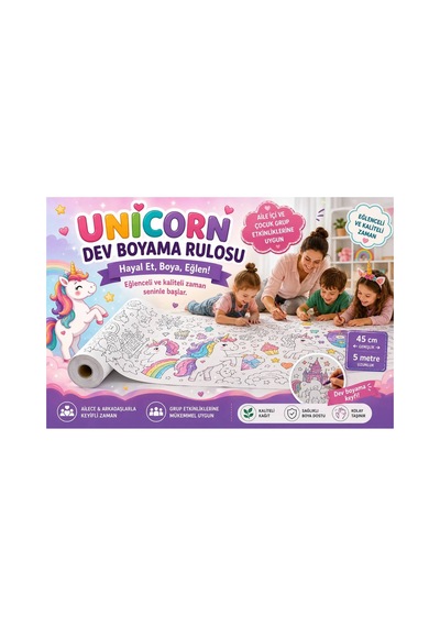 Unicorn Magic Tek Boynuzlu At Dev Boyama Kağıdı Boyama Rulosu Büyük Boy 5 Metre - 808527452