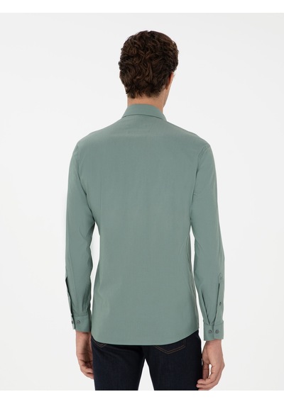 Cacharel Mint Slim Fit Uzun Kollu Gömlek Yeşil