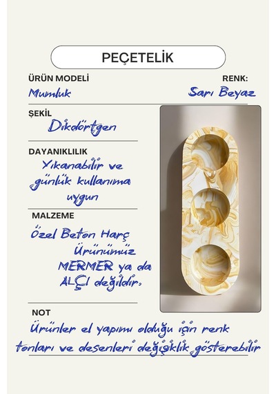 El Yapımı Sarı Mermer Desenli Beton Tealight Mumluk Şamdan Ve Dekoratif Masa Mumluğu Sarı