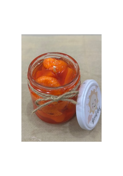 Mandalina Reçelli Mum Cam Kavanozda Mandalina Kokulu Turuncu