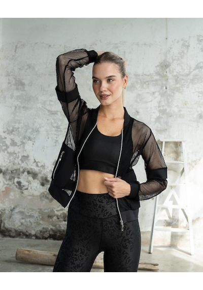 Lismina Siyah Fileli Cepli Spor Ceket Siyah