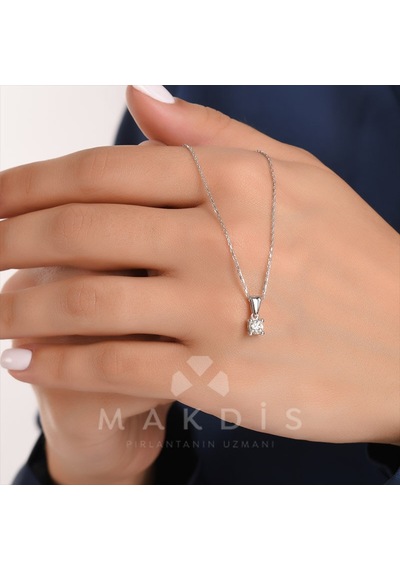 0.25 Karat Tektaş Pırlanta Kolye - Hrd Sertifikalı