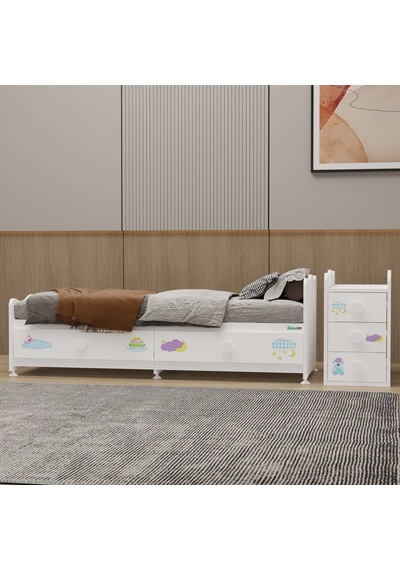 Garaj Home Melina Mdf Çıtalı Beşik + Yatak - Uykucu Beyaz