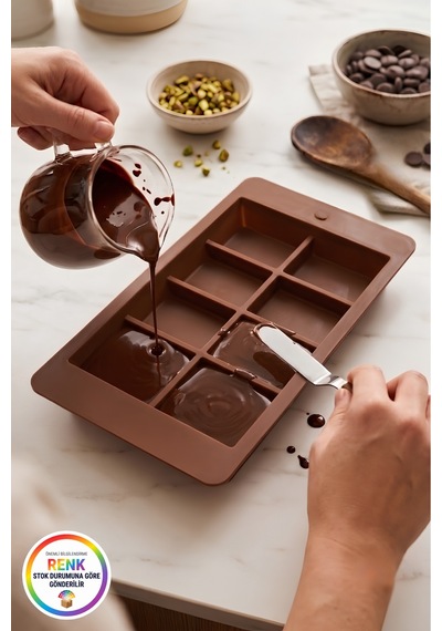 Silikon Dubai Çikolata Kalıbı Dubai Çikolatası Bar Kalıbı Yapışmaz Kolay Çıkan 8 Bölmeli 16 Cm Çok Renkli