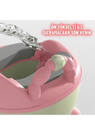 Çocuk Lazımlık Tuvalet Eğitici Taşınabilir Portatif Bebek Tuvaleti Kaymaz Hijyenik Pembe Pembe