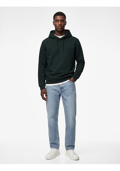 Koton Şardonlu Uzun Kollu Basic Kapşonlu Sweatshirt Yeşil 6wam70015mk Koyu Yeşil