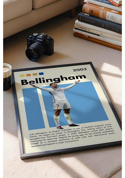 Jude Bellingham Çerçeveli Tablo - Dekoratif Çerçeveli Futbolcu Poster Tablo