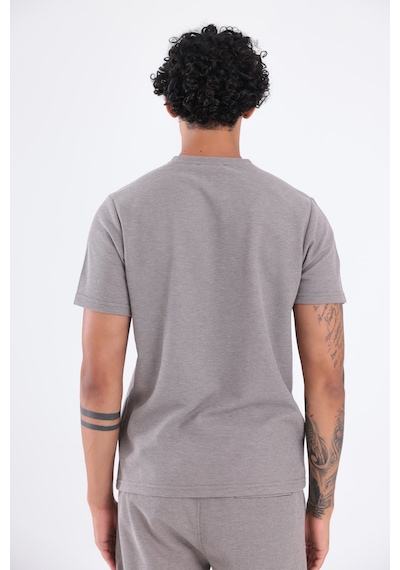 Rowinger Waffle Dokulu Nakış Logo Detaylı Oversize Erkek T-shirt Brown