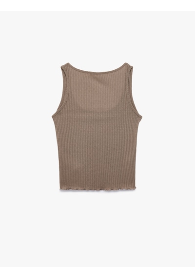 Koton U Yaka Kolsuz Fitilli Atlet Pijama Üstü Kahverengi 6slk90005mk Kahve