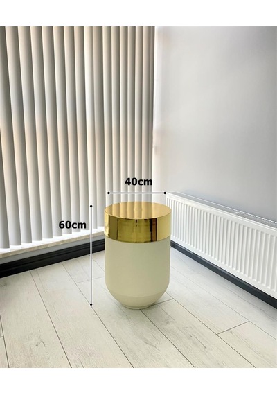 Dekoratif Gold Darbuka Beyaz Sehpa 60cm