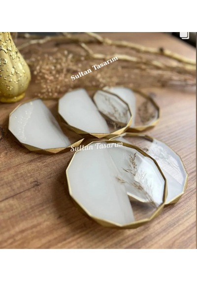 4 Lü Epoksi Bardak Altlığı - 118 Beyaz