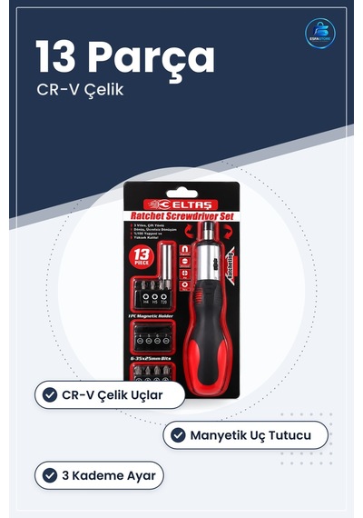 Tornavida Crıcırlı 13 Parça Bits Seti Cr-v Silikon Sap Manyetik U