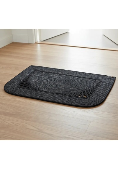 Antrasit Ve Siyah Jüt Kapı Önü Paspası 78x53 Cm Ebatlarında Çok Renkli