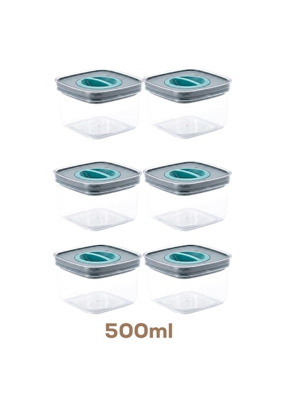 Porsima 100 Pro 6lı Sızdırmaz Yiyecek Erzak Saklama Kabı Seti - 500ml Şeffaf
