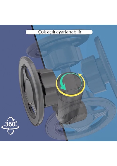 Ally Magsafe Uyumlu Masa, Koltuk Klipsli Manyetik Telefon Tutucu Siyah