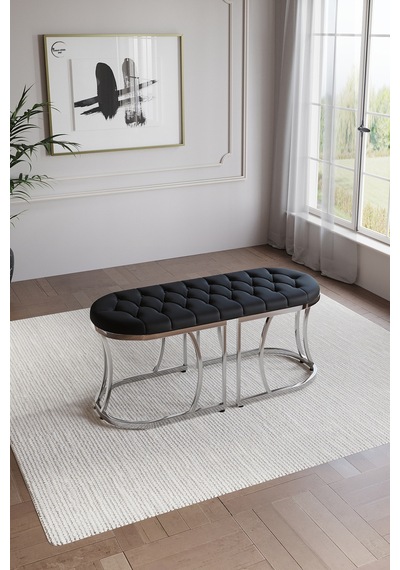 Selenit Lüks Puf Bench Bank 45 110 Gümüş