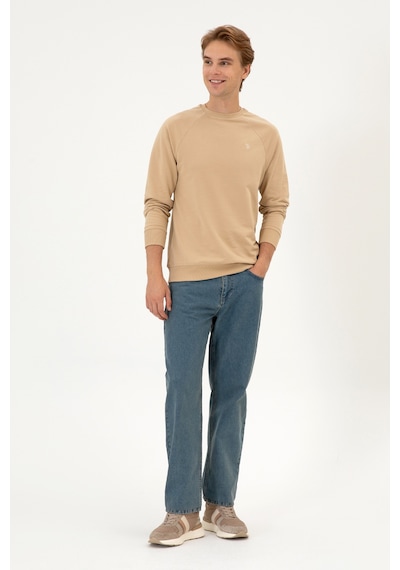 U.S. Polo Assn. Erkek Regular Fit Bisiklet Yaka Kum İnce Basic Sweatshirt 50313752-VR085 U.S. Polo Assn. Erkek Regular Fit Bisiklet Yaka Kum İnce Basic Sweatshirt 50313752-VR085
