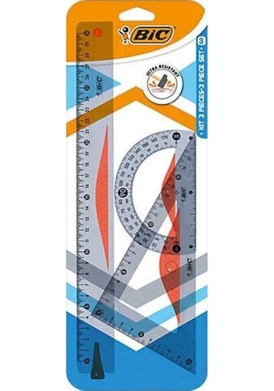 Bic Çizim Seti 30cm 3lü Blister Şeffaf