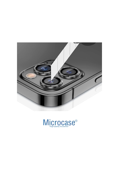 Apple Uyumlu iPhone 13 Pro Max Kamera Camı Lens Koruyucu Halka Set Siyah
