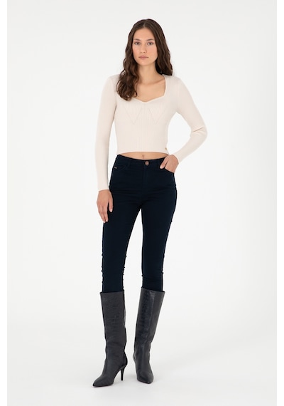 U.S. Polo Assn. Kadın Krem V Yaka Kazak 50293163-VR071