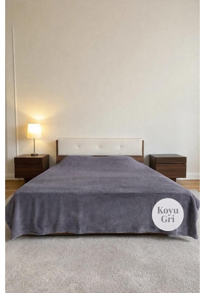 Welsoft Çift Kişilik Battaniye 200x220 Cm Koyu Gri Koyu Gri