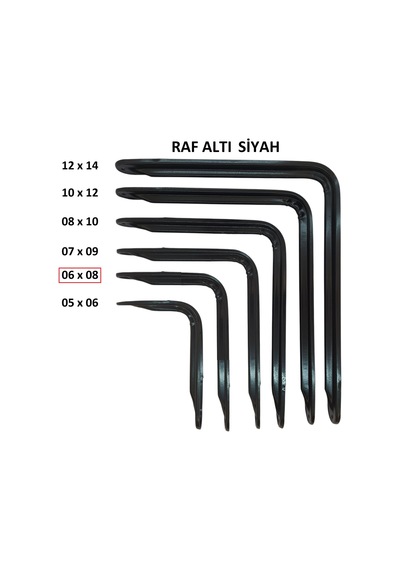 Metal Boyalı Lüx Siyah Raf Altı 6x8 - (2 Adet)