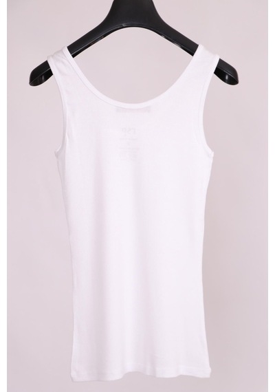 Beyaz Kalın Askılı Düğme Detaylı Pamuk Slim Fit Atlet T-Shirt