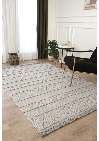 Mariesse Home Naturel Bukleli Yumuşak Dokulu Iskandinav Yolluk Dokuma Halı Oturma Odası Mutfak Halısı Koridor 612 Gri