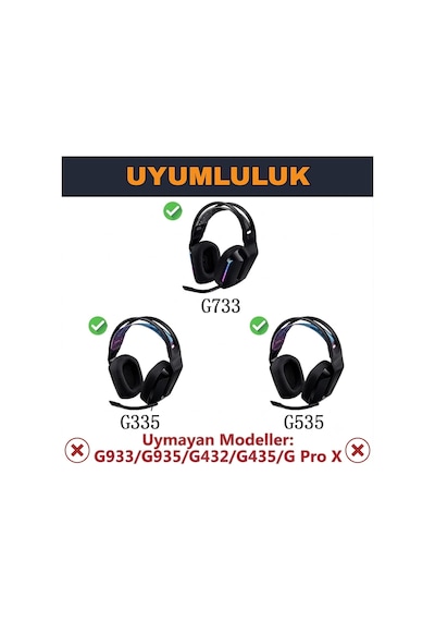 Logitech G733 / G535 / G335 İle Uyumlu Yedek Kafa Bandı - Yumuşak Esnek Kumaş, Uzun Ömürlü Ve Ekstra Dayanıklı Yapı Siyah - Gri