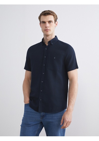 Lcwaıkıkı Classic Lacivert Regular Fit Kısa Kollu Erkek Gömlek