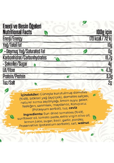 Talia Kuru Domatesli Kahvaltılık Sos 290g