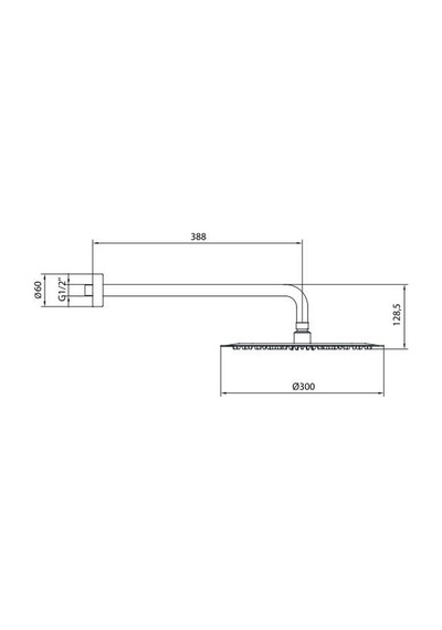 Ar Olympos Plus Tepe Duş Başlığı Ø 300 Mm Duvardan Borulu L 388 Mm 102145090 Krom