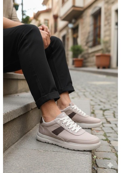 Fort 0226 Dks Keten Rahat Hafif Sneaker Erkek Ayakkabı Bej
