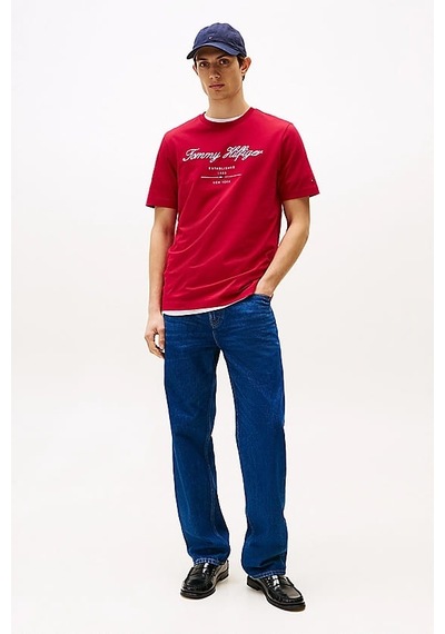 Tommy Hilfiger Erkek Script Logo T-shirt - Kırmızı Medium Red Tommy Hilfiger Erkek Script Logo T-shirt - Kırmızı Medium Red