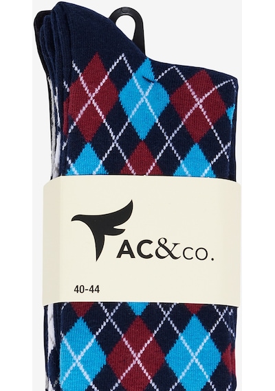 AC&Co / Altınyıldız Classics Erkek Lacivert-gri Pamuklu Desenli 3'lü Soket Çorap Lacivert - Gri