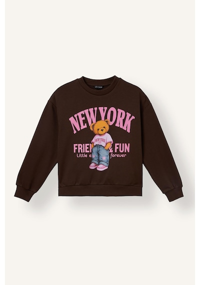 Defacto Relax Fit Bisiklet Yaka Ayıcık Baskılı Sweatshirt Kız Çocuk I4157a826aubn267 Kahve-bn267