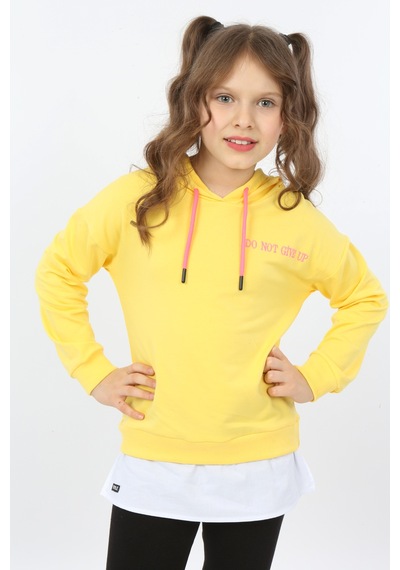 Toontoy Kız Çocuk Do Not Give Up Nakışlı Sweatshirt Koyu Sarı